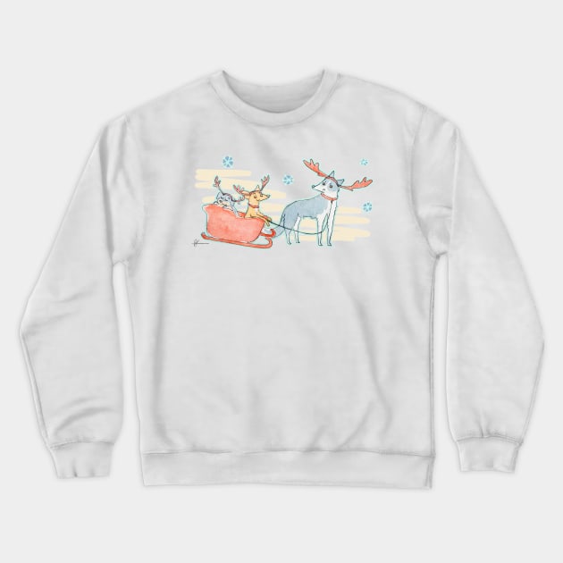 Lazy reindeer Crewneck Sweatshirt by bitingnclawing